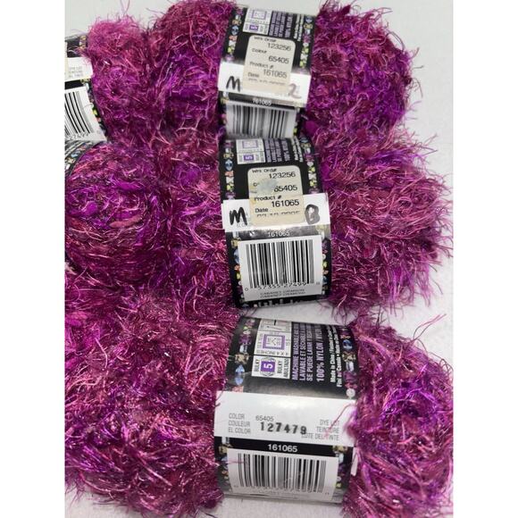 Lot of 6 Bernat Bling Bling Yarn CABARET CRIMSON Pink 1.75oz each NOS - Picture 5 of 5